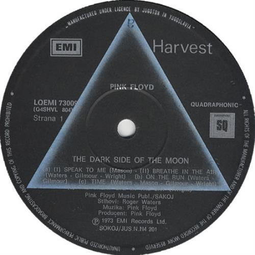 Pink Floyd The Dark Side Of The Moon Yugoslavian vinyl LP